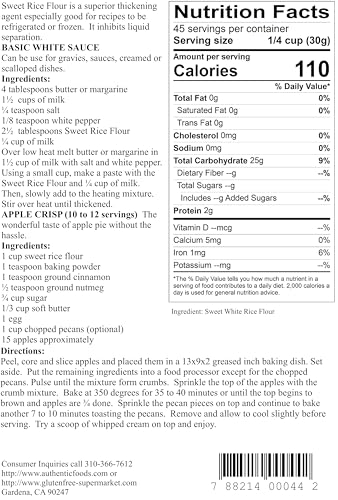 Authentic Foods Superfine Sweet Rice Flour - 3lb