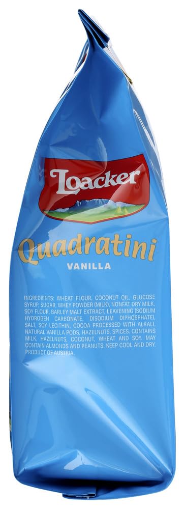 Loacker Quadratini cube Vanilla Wafer 8.83 Ounce - 8 per case.8