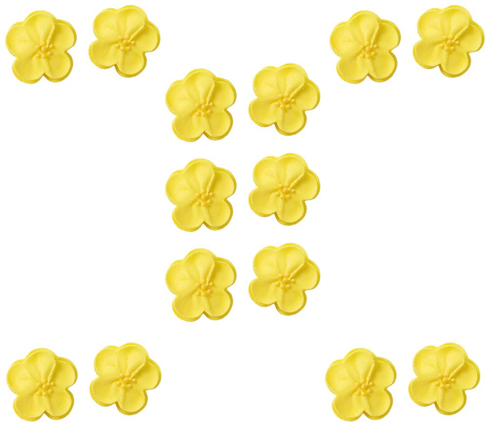 OCREME Royal Icing Sugar Flower Set of 14 - 1 Inch Yellow Decorations for Cakes and Cupcakes - Model OCRIF-26