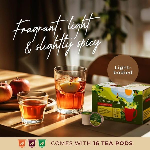Gya Tea Co Cinnamon Apple Tea Gift Set - Decaf Tea Pods, 16 Count, Hot or Iced