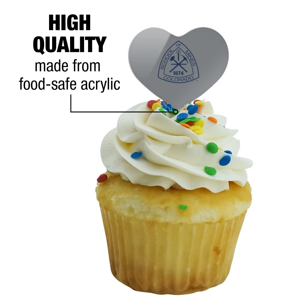 GRAPHICS & MORE Cupcake Toppers Set of 6, Acrylic, Heart Design, Colorado School of Mines, Model CUPCAKE.HEART.CLCCSM.Z007547