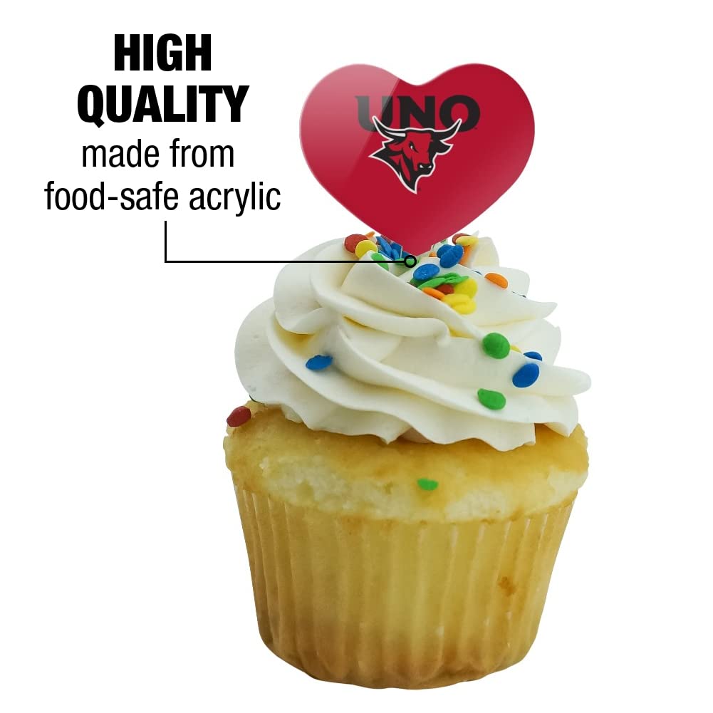 GRAPHICS & MORE Cupcake Picks Toppers Set of 6, Acrylic, Heart Design, One Size, University of Nebraska at Omaha