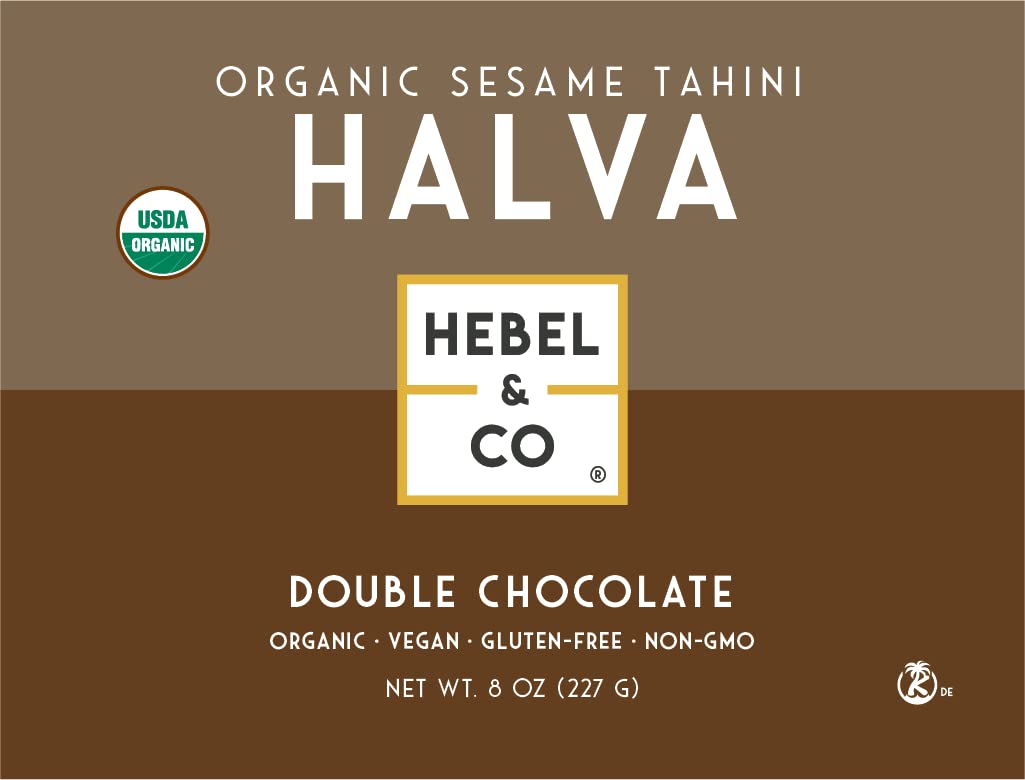 HEBEL & CO Double Chocolate Halva - USDA Organic, Gluten Free, Kosher, Vegan - 8 oz