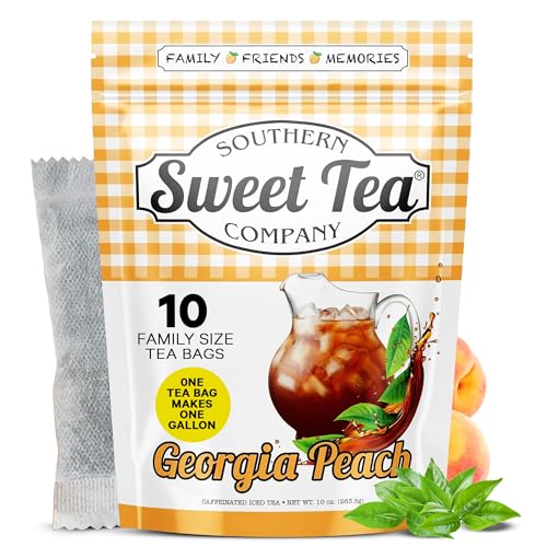 Southern Sweet Tea Company Iced Tea Bags, Georgia Peach, Unsweetened, Quick Brew, 10 Gallon Pack, 1 Count