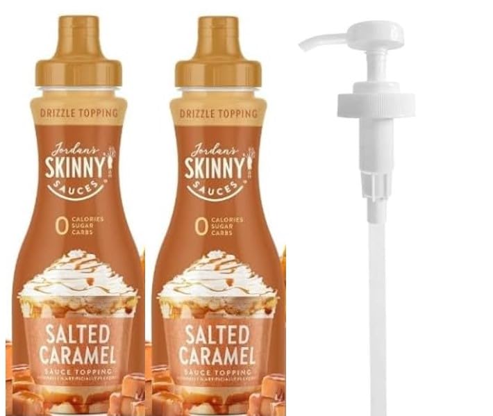 Salted Caramel Sauce From Jordan Skinny (Pack Of 2) - Good For Coffee - Sugar Free, Gluten-Free, Keto Friendly - Zero Calories (Salted Caramel + Pump)