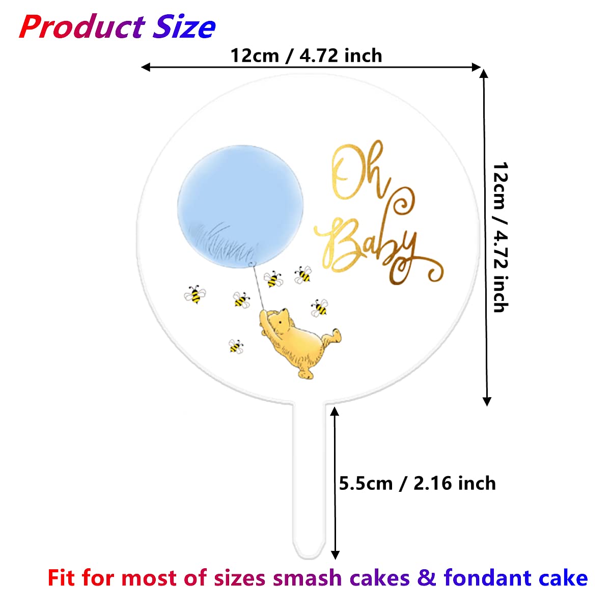 Pooh Cake Topper Acrylic Cute Winnie Cake Topper For Birthday Party Cake Decorations Baby Shower Decorations Perfect Addition Fo