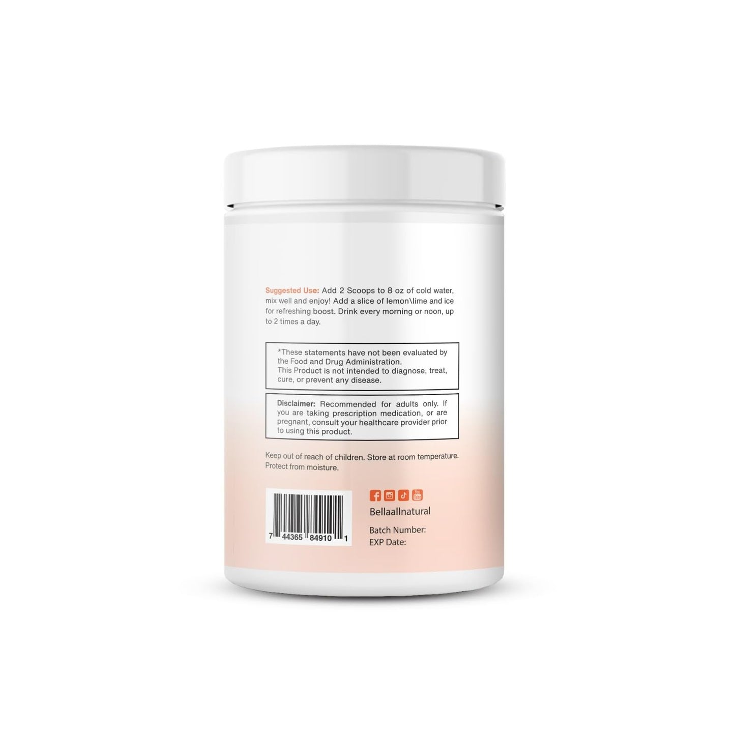 Bella All Natural Skinny Lemonade - Peach Flavor, 560G