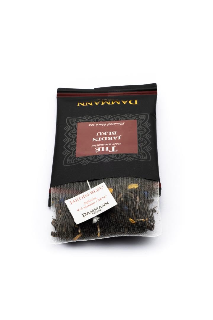 Dammann Freres Sachets  Jardin Bleu Tea Bags  enhanced Gourmet French Black Tea  Blend Strawberry  Rhubarb Flavors  Individually Wrapped  24 Count (Single Pack)