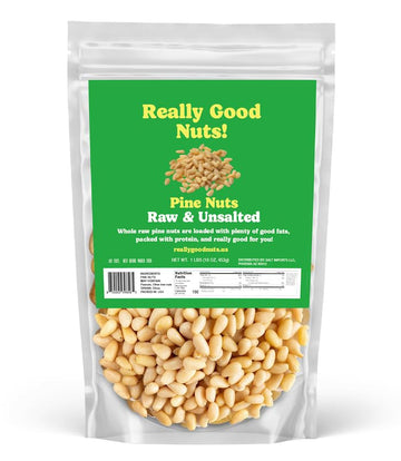 Really Good Nuts! Raw Pine Nuts, Gluten-Free, Unsalted, 1 Pound, Ideal for Cooking & Baking