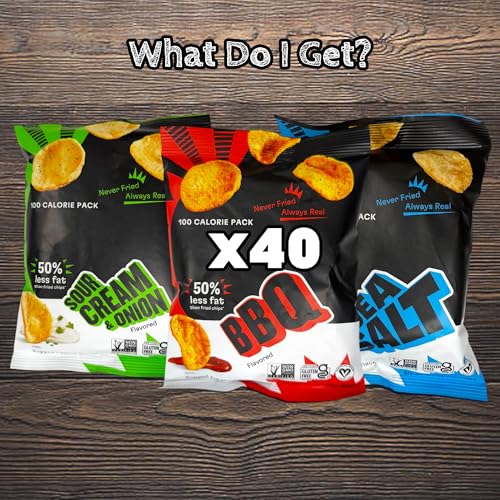 Popped Chip Snack Pack - 40 Count Bulk Box of Individually Wrapped Popped-Style Chips (0.8 oz Each) - Assembled by Bussin Boxes