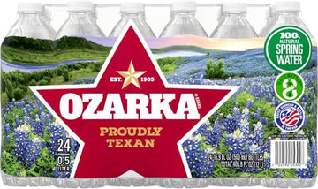 Ozarka Texas Spring Water Bottles, 24 Pack - Still Drinking Water with Naturally Balanced Minerals for a Crisp Clean Taste - 16.