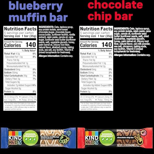 KIND Kids Blueberry Muffin & Chocolate Chip Oat Bars, Gluten Free, 15 Count