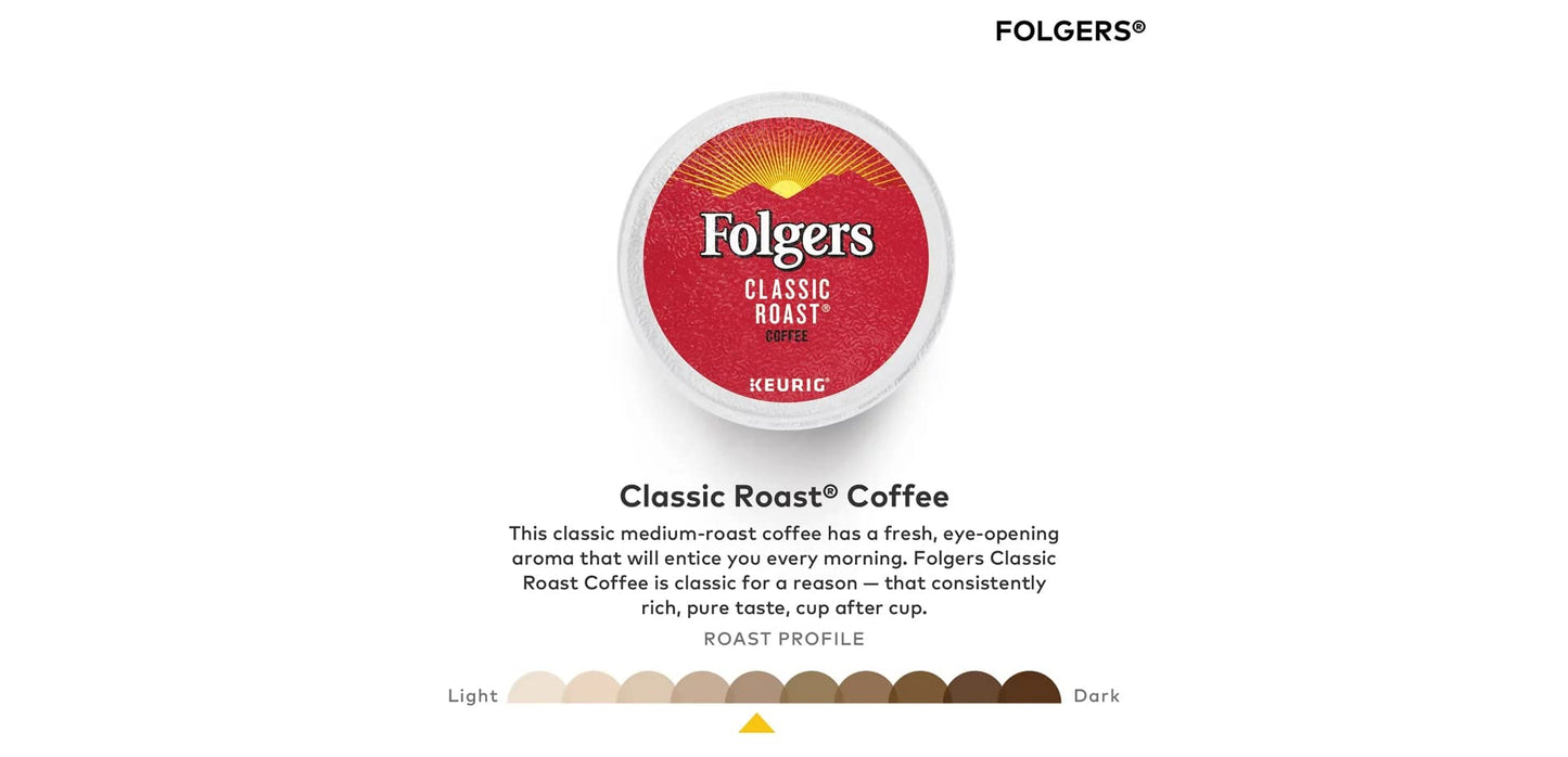 Folgers Classic Roast K-Cup for Keurig malt-inspired, 48 Count, Pack of 1