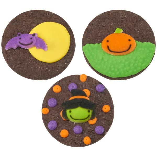 Skull, Pumpkin, Bat, Witch, Cat, And Monster Edible Sugar Cake Toppers, 12 Count