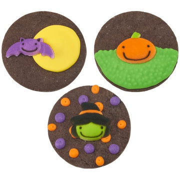 Skull, Pumpkin, Bat, Witch, Cat, And Monster Edible Sugar Cake Toppers, 12 Count