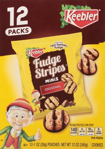 Keebler On-The-Go Fudge Stripes Cookies, 12 Count (Pack of 2)