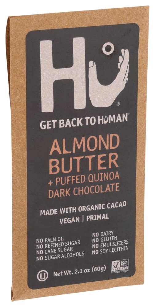 Hu Dark Chocolate Bar | Almond Butter & Puffed Quinoa Chocolate | Natural Organic Vegan, Gluten Free, Paleo, Non GMO, Fair Trade