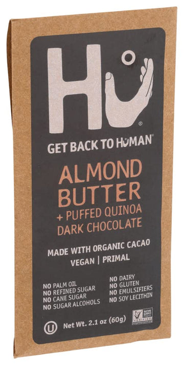 Hu Dark Chocolate Bar | Almond Butter & Puffed Quinoa Chocolate | Natural Organic Vegan, Gluten Free, Paleo, Non GMO, Fair Trade