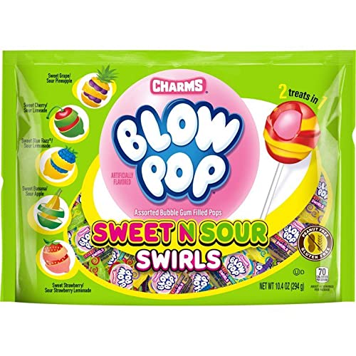 Blow Pop Swirl Sweet & Sour Lollipops 10.40 Oz