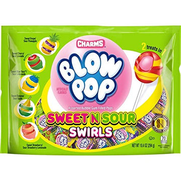 Blow Pop Swirl Sweet & Sour Lollipops 10.40 Oz