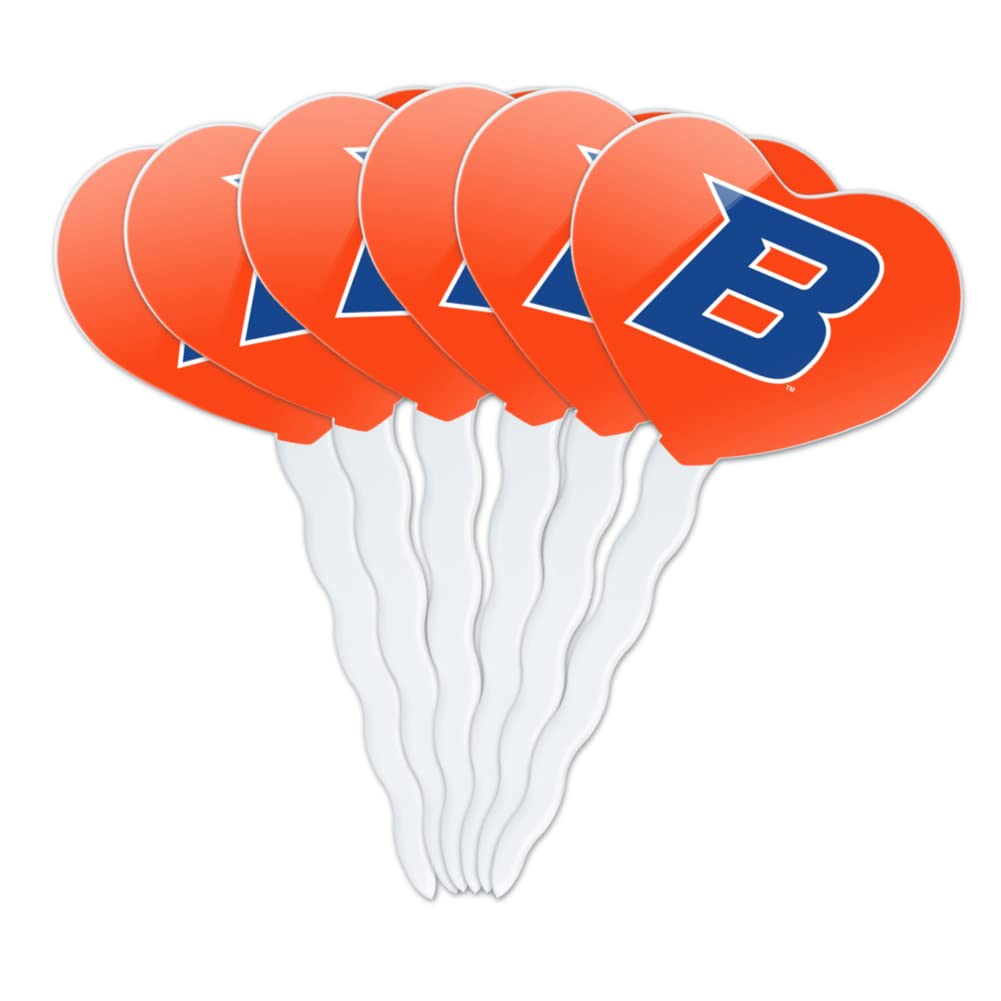GRAPHICS & MORE Cupcake Picks Set of 6, Acrylic, Boise State University Heart Logo, Model CUPT.HRT.ACR.6PK.CLCBSU500B
