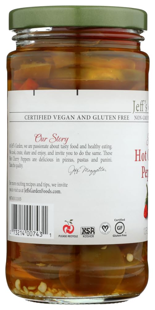 Jeff'S Naturals Sliced Hot Cherry Peppers, Gluten Free & Non-Gmo, 12 Oz (Pack Of 6)