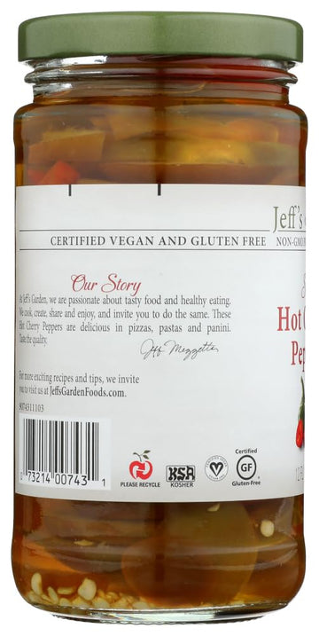Jeff'S Naturals Sliced Hot Cherry Peppers, Gluten Free & Non-Gmo, 12 Oz (Pack Of 6)