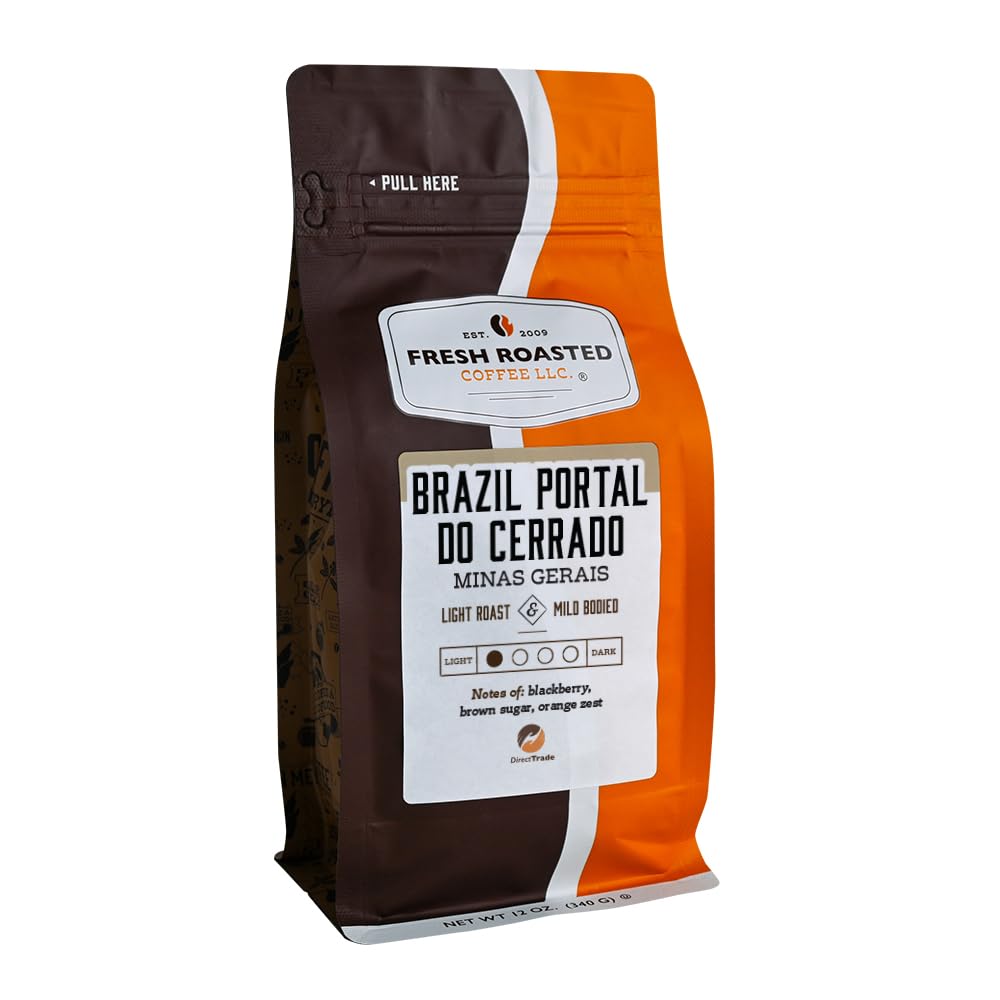 Fresh Roasted Coffee, Brazil Minas Gerais, 12 oz, Light Roast, Kosher, Ground