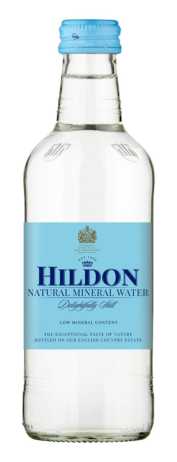 Hildon Natural Mineral Water, Non-Sparkling, 11.1 fl oz, Pack of 24 Glass Bottles