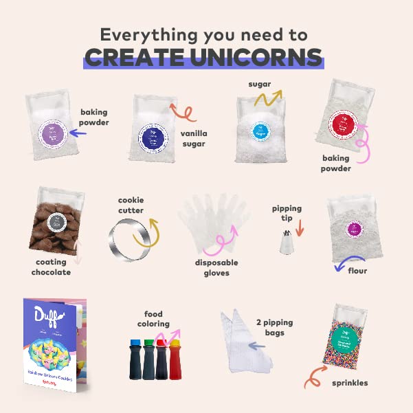 Duff Goldman Diy Kids Baking Kit By Baketivity - Bake Unicorn Rainbow Cookies With Premeasured Ingredients | Best Family Fun Act
