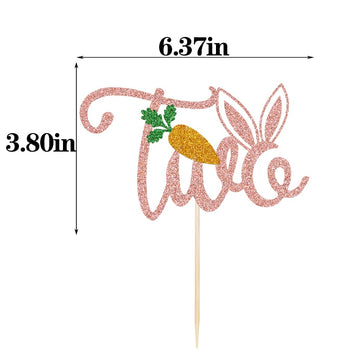 Fmiyuneea Easter Bunny Two Cake Topper,Boy Girl Easter 2Nd Birthday Photo Booth Props Party Cake Decorations(Two)