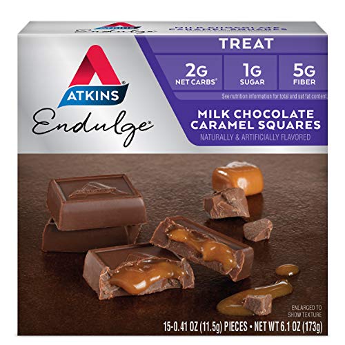 Atkins Milk Choco Caramel Squares. Delicious Low-Sugar Treats With Choco And Caramel. (15 Pieces)