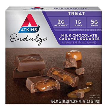 Atkins Milk Choco Caramel Squares. Delicious Low-Sugar Treats With Choco And Caramel. (15 Pieces)