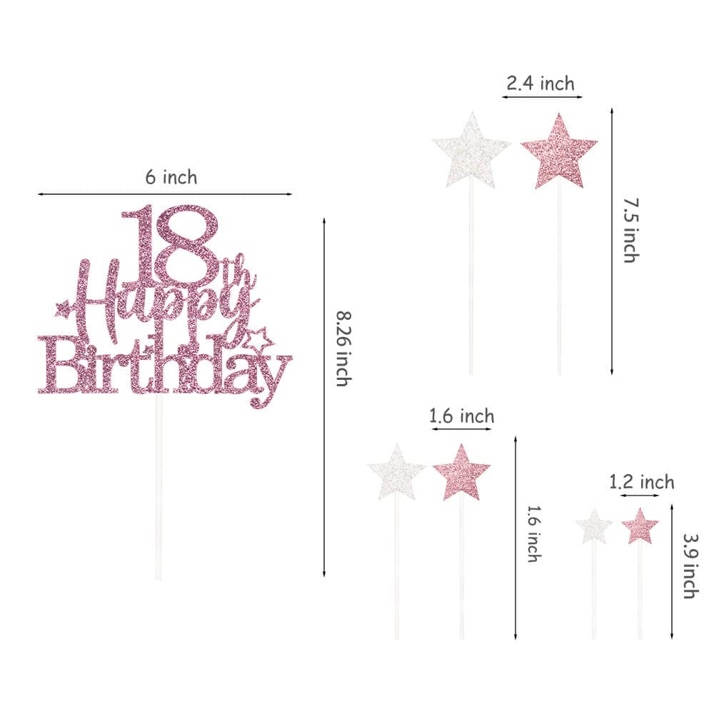Pargleev Glittery 18th Birthday Cake Topper - Rose Gold, Paper, Model hbcp-mgjjcp18-230926