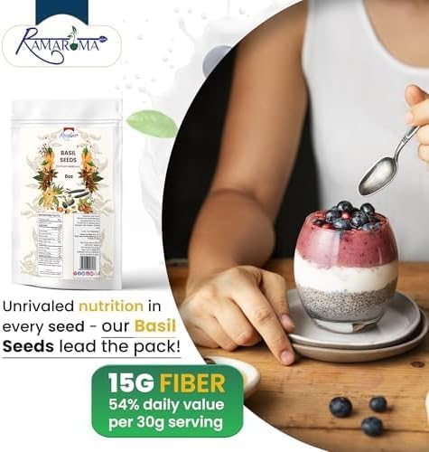 Ramaroma Basil Seeds (Tukmaria) USDA Organic, Plant Based, 0.6 oz