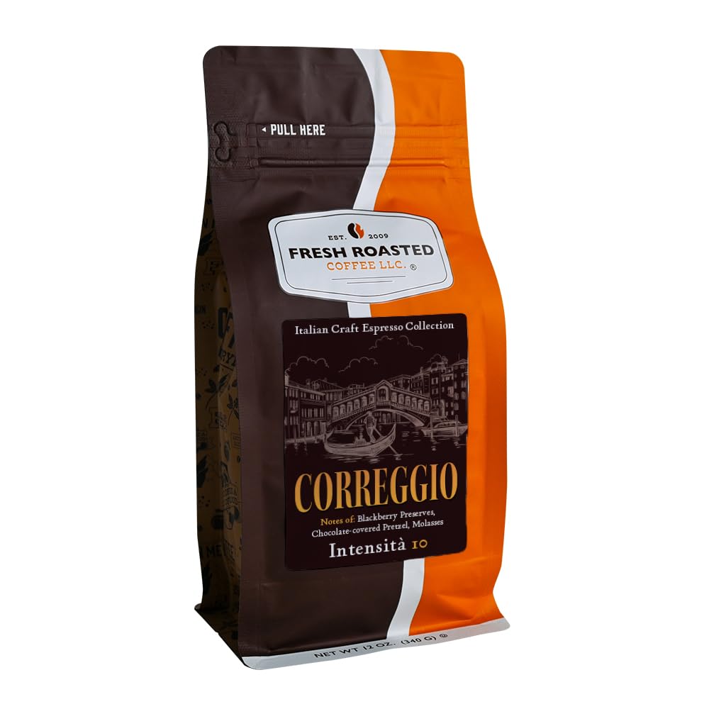 Fresh Roasted Coffee  Correggio Italian Craft Artisan Blend  12 Oz  Dark Roast  Kosher  Whole Bean