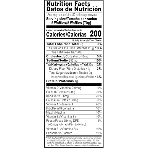 Eggo Frozen Waffles, Frozen Breakfast, Breakfast Food, Family Pack, Chocolatey Chip, 29.6oz Box (24 Waffles)