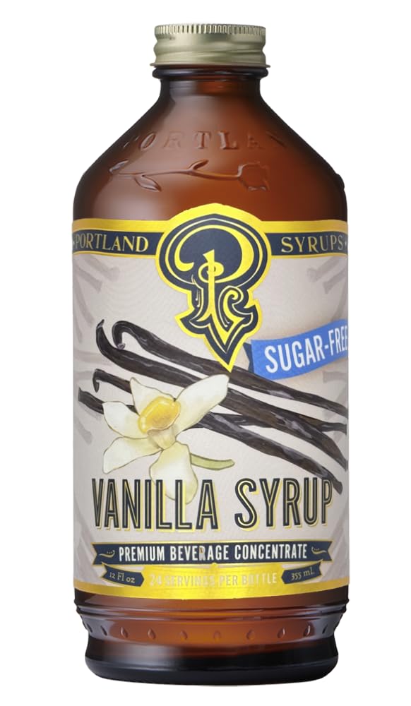 Portland Syrups Sugar-Free Vanilla Syrup - Smooth Creamy Classic Vanilla for Lattes, Cold Brew, Iced Tea, Smoothies, Desserts, N