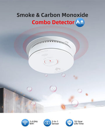 Siterwell Smart Smoke And Carbon Monoxide Detector, 2.4G Wifi Smoke Detector With Auto-Check, Wifi Smoke Detector And Carbon Mon