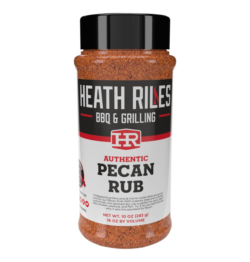 Heath Riles BBQ Rub - Pecan Seasoning, 10 oz, Champion Pitmaster Recipe for Smoking & Grilling