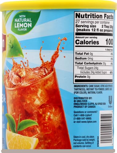 Lipton Lemon Iced Tea Mix  Sweetened  Makes 10 Quarts