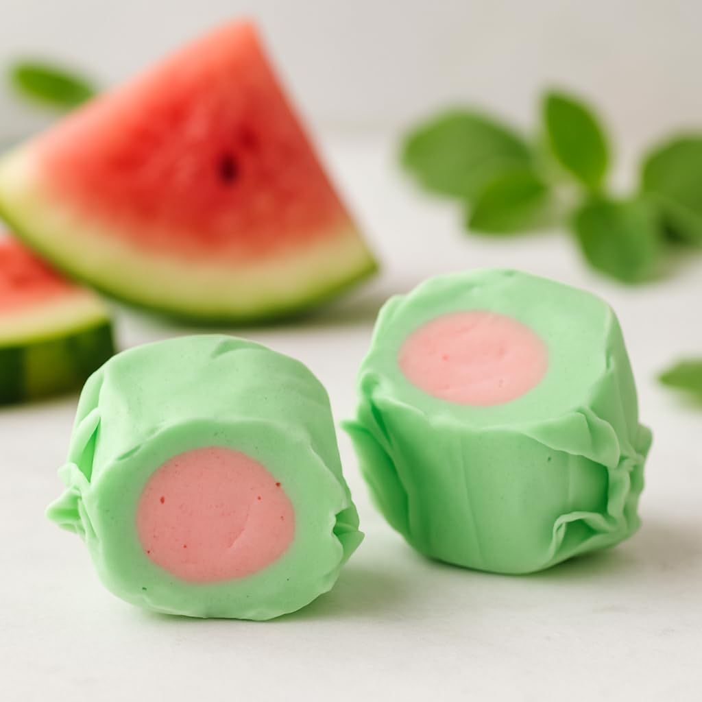 Watermelon Salt Water Taffy By Snack Attack, Individually Wrapped Bulk 1Lb Bag - Chewy Saltwater Taffy Candy, Classic Watermelon