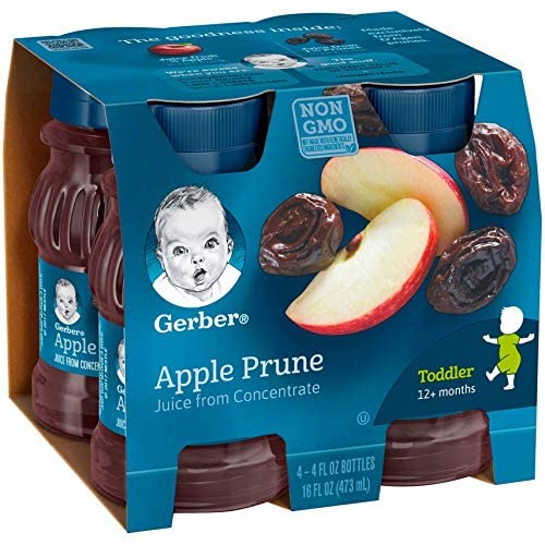 Gerber Apple Prune Juice, Non-Gmo Juice From Concentrate, Made For Toddlers, 4-4 Fl Oz Bottles Per Pack (Pack Of 12)