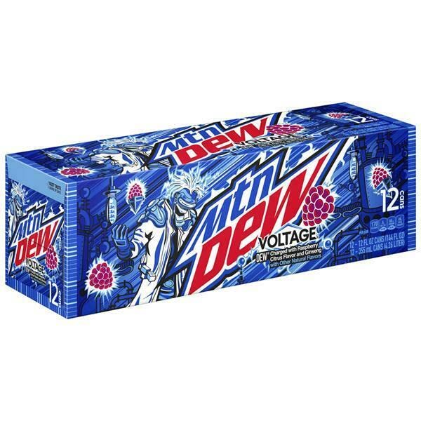 Mountain Dew Voltage Raspberry Citrus - with a Munchie Box Coaster (12 Oz Cans) (Voltage (Pack of (12) 12Oz Cans))