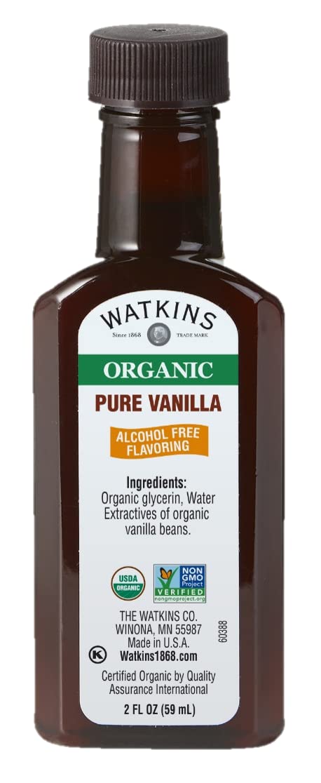 Watkins Organic Pure Vanilla Flavoring, Alcohol Free, 2 Fl Oz (Pack of 1)