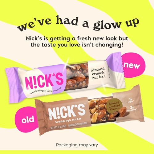 NICK S Almond Chocolate Snack Bar  Keto Nut Snack for Sports  Hiking  Gaming  Outdoor Activities  1G sugar  3G net carbs  healthy snack  (pack of 30)