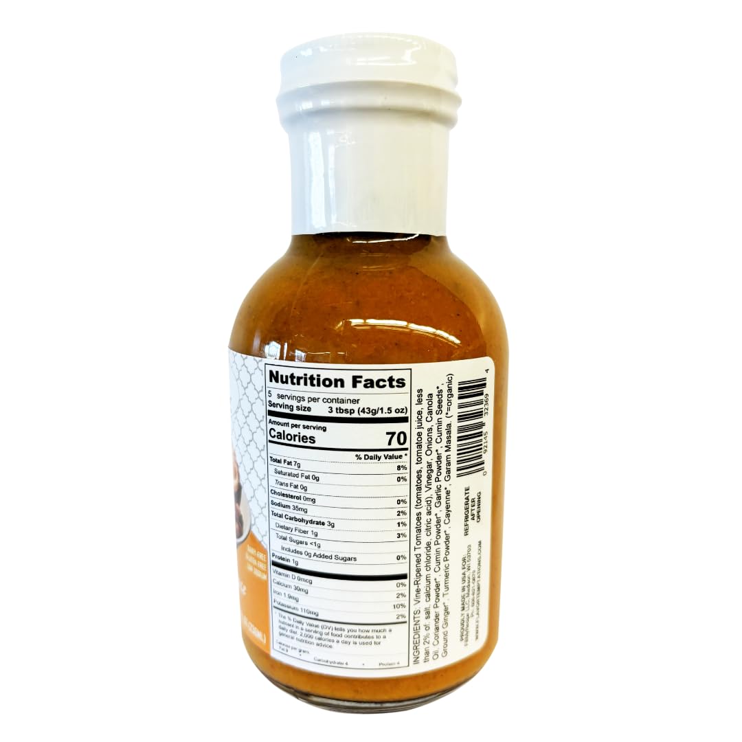 Indian Curry Simmer Sauce By Flavor Temptations | Organic Spices, Vegan, Gluten-Free, Low Sodium (8 Fl Oz Glass Bottle)