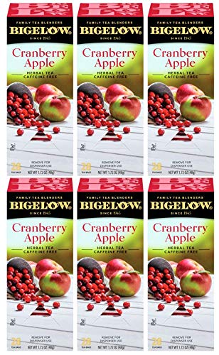 Bigelow Tea Cranberry Apple Herbal Tea Bags, All Natural, Non-GMO, 28 Count (Pack of 6)