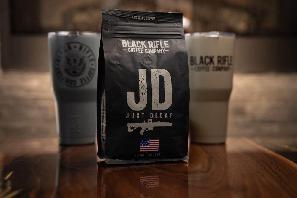 Black   Coffee Just Decaf Medium Roast Ground Coffee, 12 Ounce Bag, 100% Colombian, Caffeine-Free, Supports Veterans