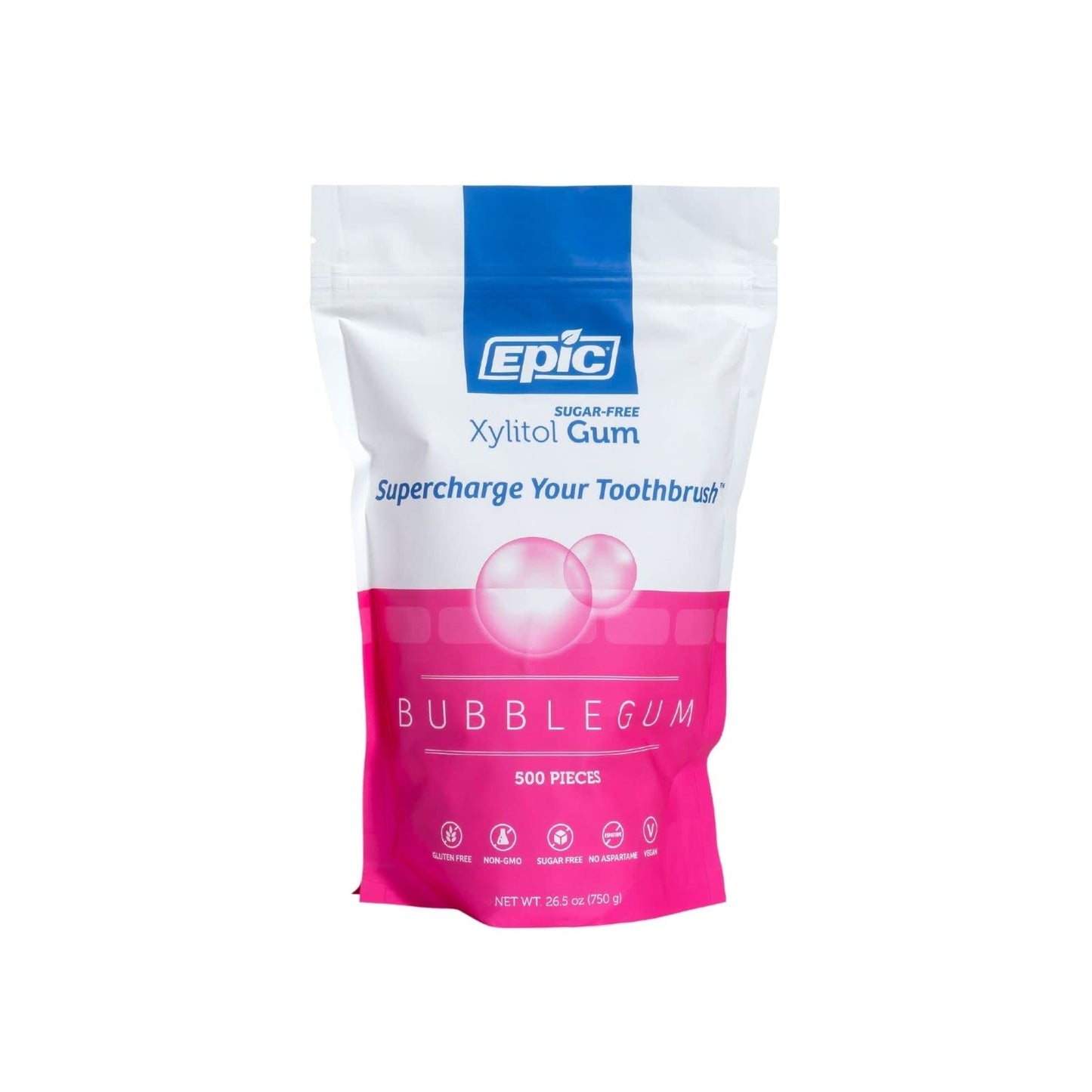 Epic Gum - Aspartame Free 100% Xylitol - Chewing Gum Sugar Free Gum - Bubblegum Flavored, 500 Pieces (Pack Of 1)